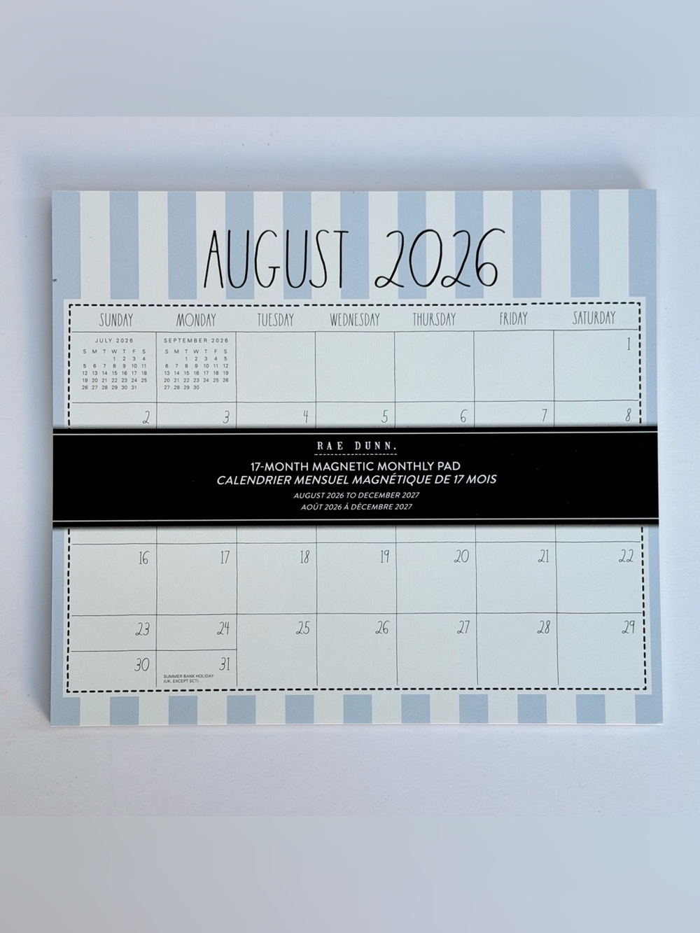Rae Dunn 2026-2027 Magnetic Monthly Weekly 17-month Calendar Pad (Stripes)